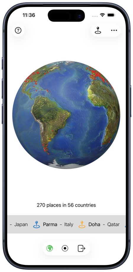 Globe with realistic texture on iPhone